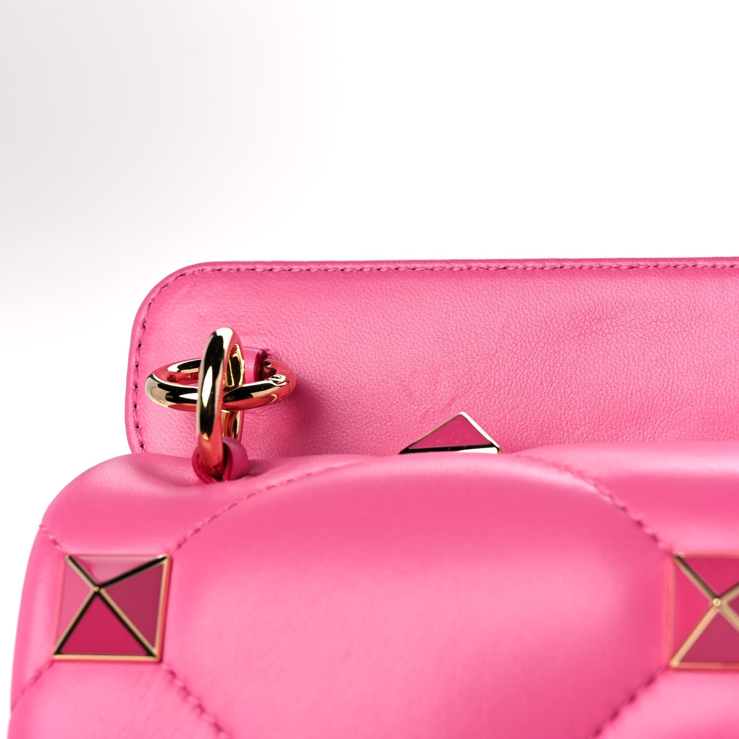 Valentino Garavani Nappa Enamel Medium Roman Stud Shoulder Bag Feminine Pink 11 of 11