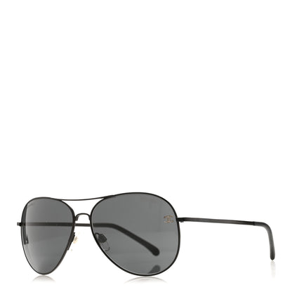 Chanel Aviator CC Sunglasses 4189-T-Q Black 1 of 8