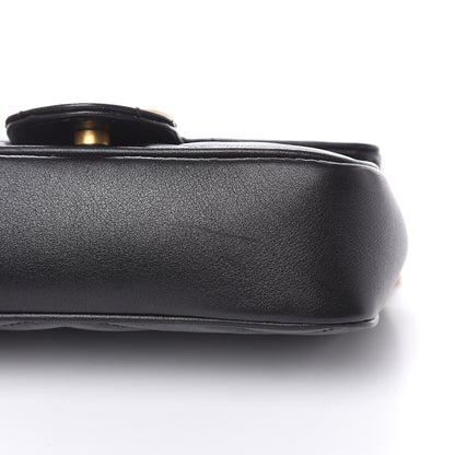 Gucci Calfskin Matelasse Super Mini GG Marmont Shoulder Bag Black 8 of 9