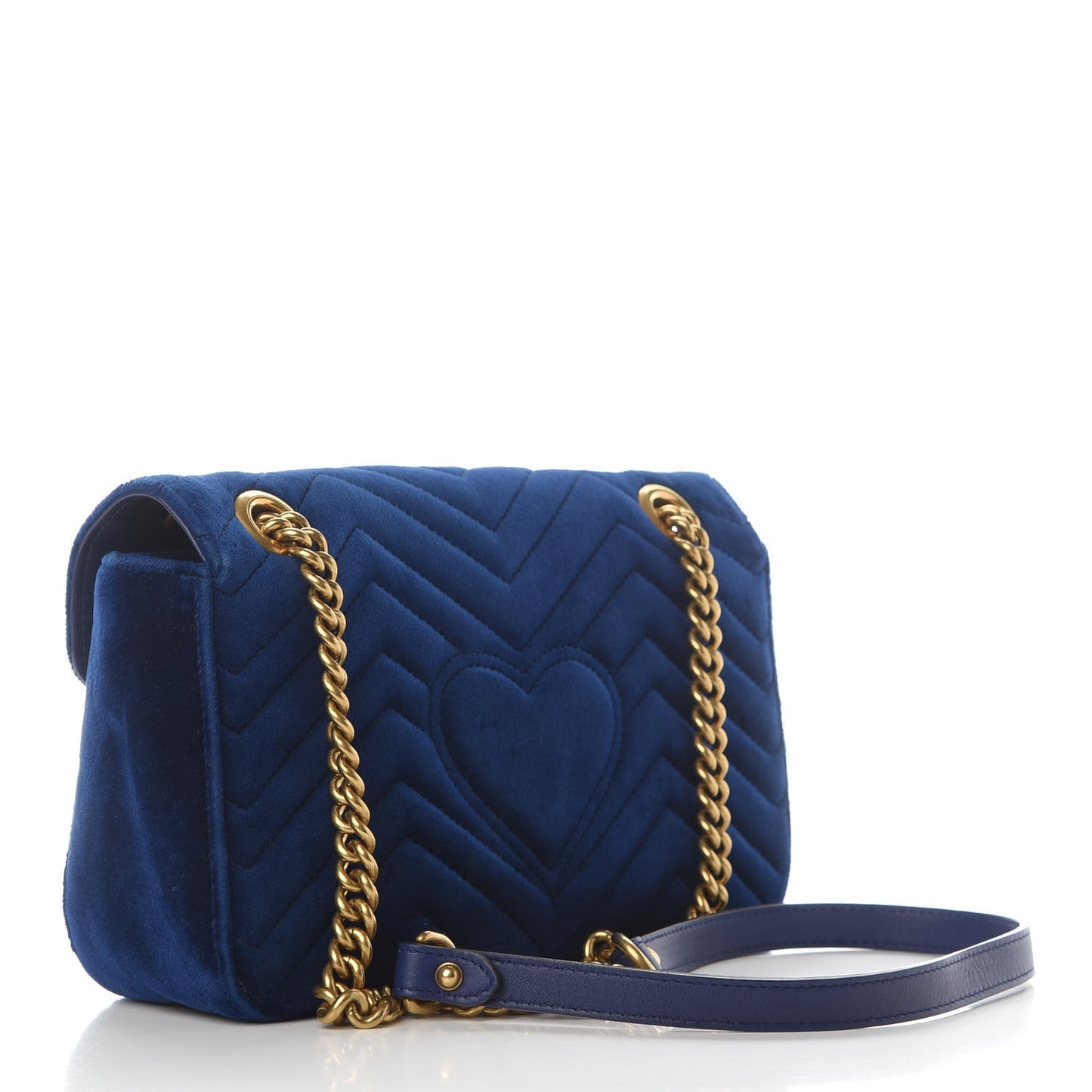 Velvet Matelasse Small GG Marmont Shoulder Bag Cobalt Blue