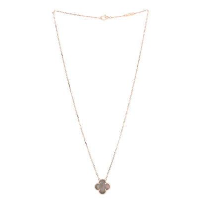 Van Cleef & Arpels 18K Rose Gold Gray Mother of Pearl Vintage Alhambra Pendant Necklace 3 of 7