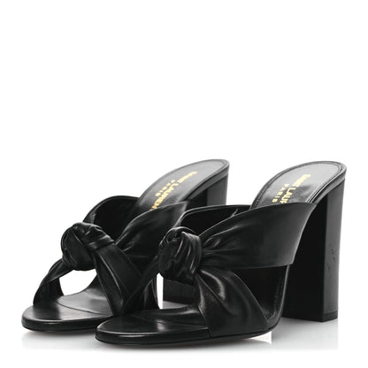Saint Laurent Calfskin Bianca Knotted Mule Sandals 37 Black 4 of 14
