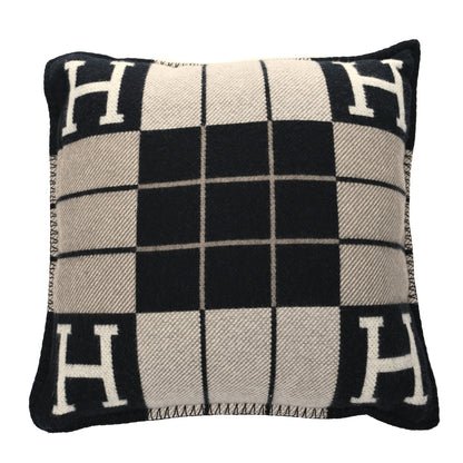 Hermes Wool Cashmere Avalon III Pillow PM Ecru Black 2 of 3