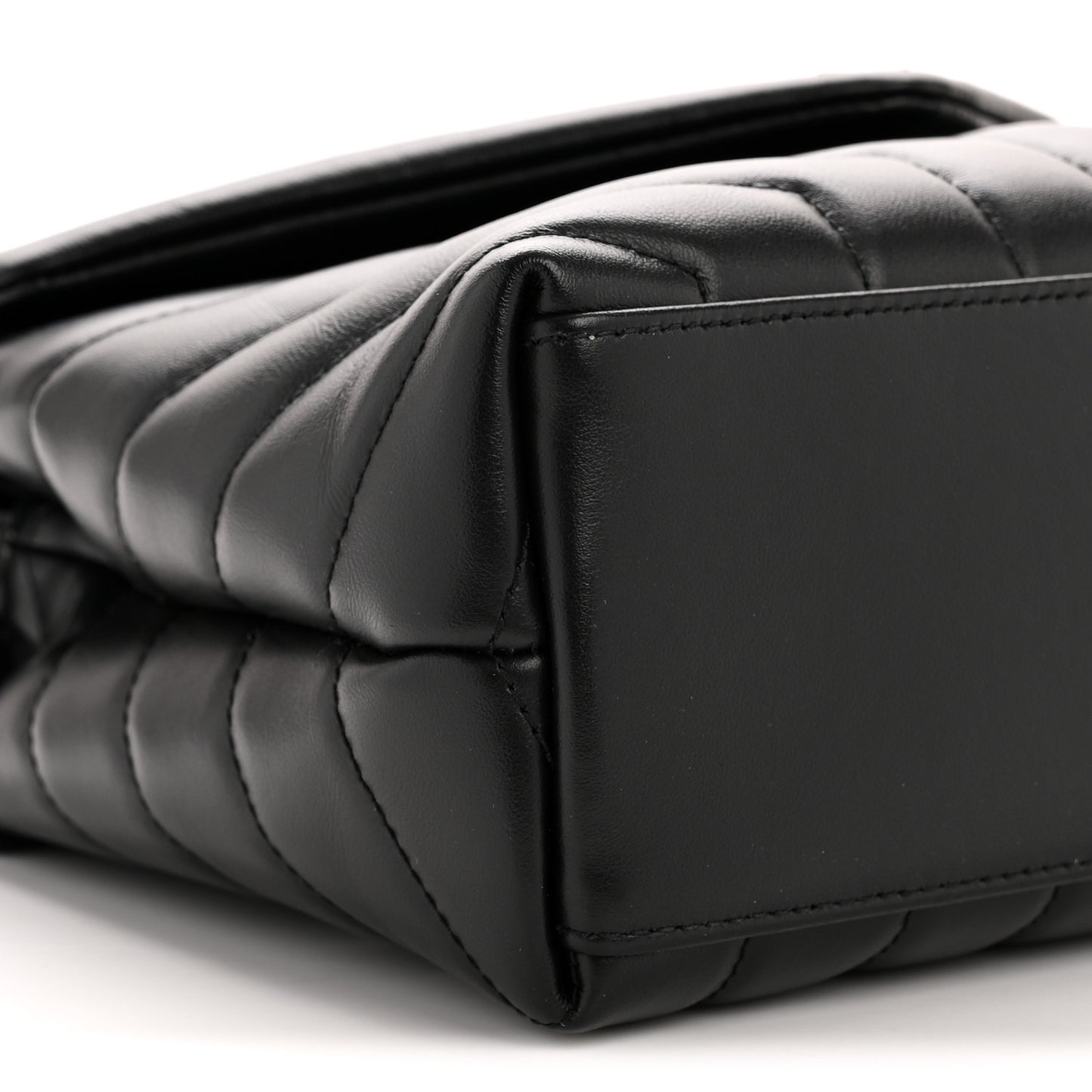 Calfskin Y Quilted Monogram Monochrome Small Loulou Chain Satchel Black