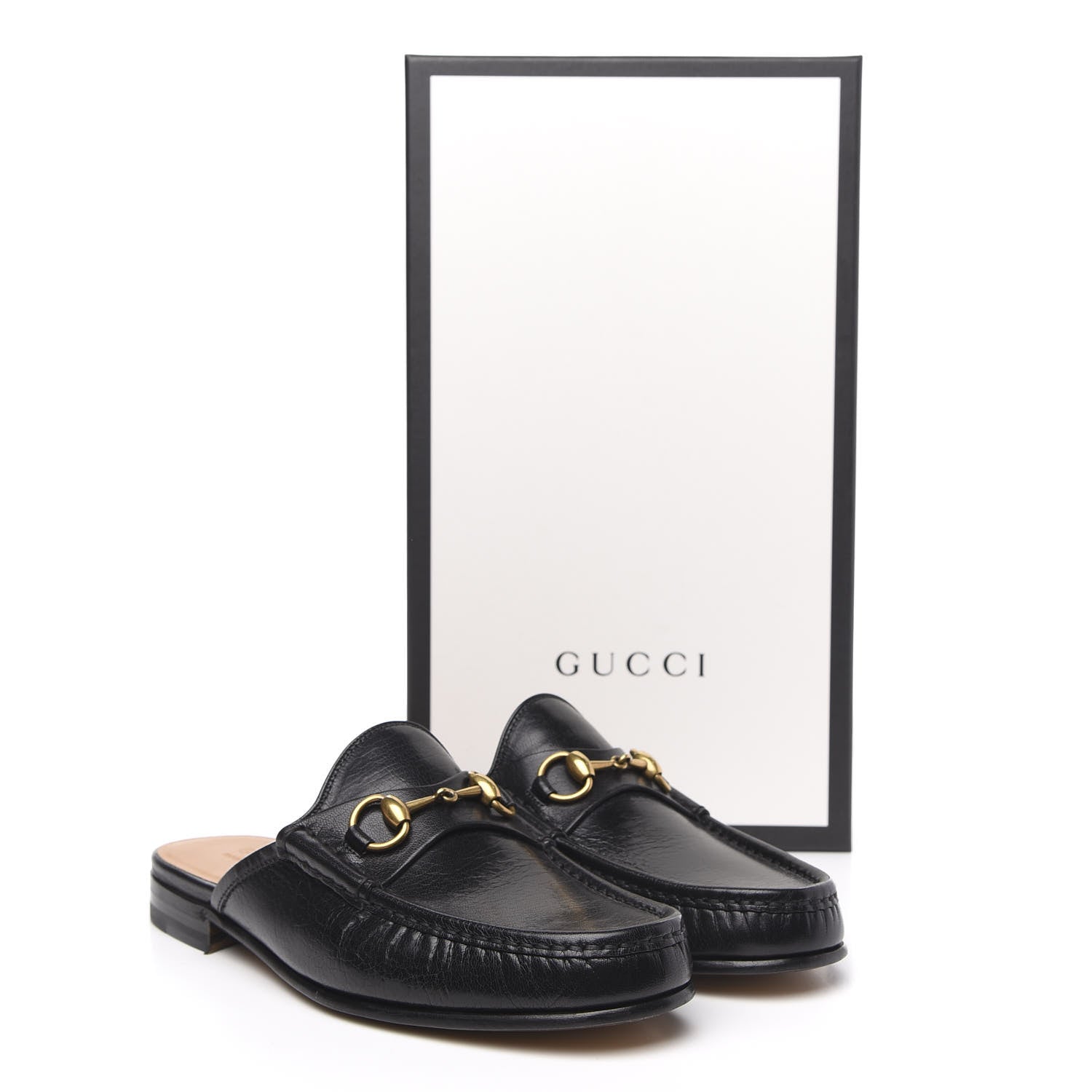 Gucci Goatskin Mens Horsebit Slippers 8 Black 10 of 10
