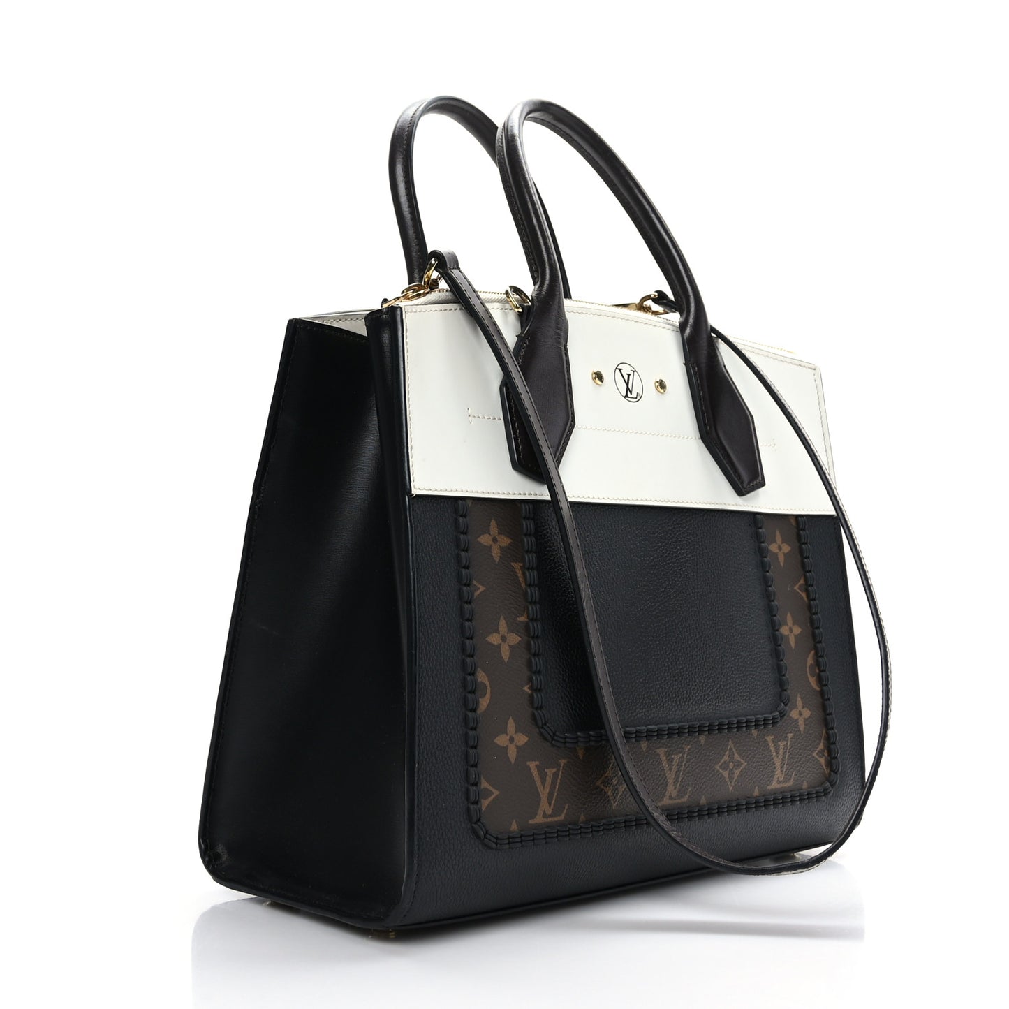 Calfskin Monogram City Steamer MM Black White