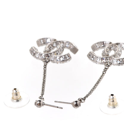 Chanel Baguette Crystal CC Drop Earrings Silver 3 of 5