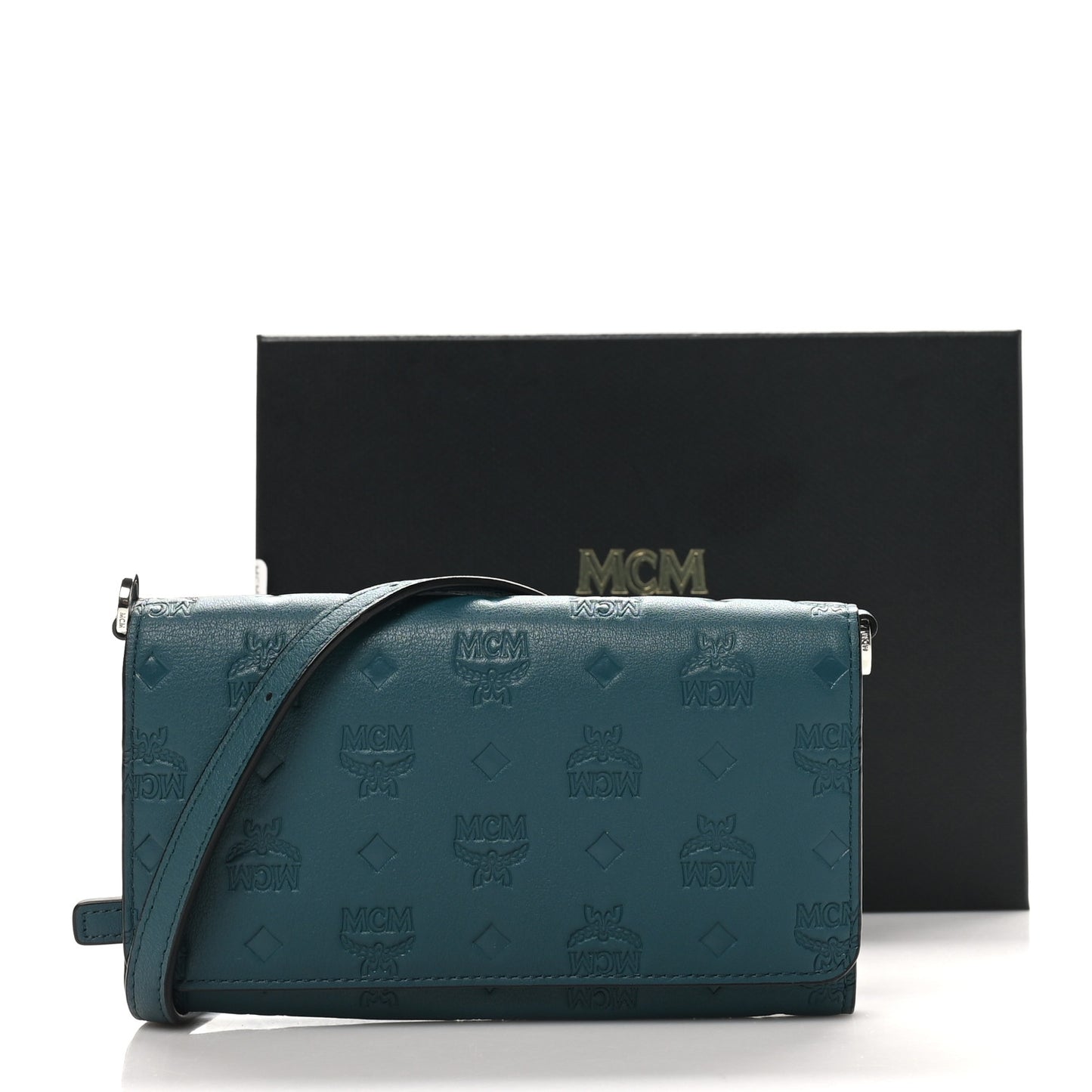 Calfskin Ottomar Wallet On Chain Teal