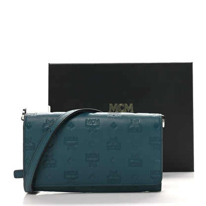 MCM Calfskin Ottomar Wallet On Chain Teal 11 of 11