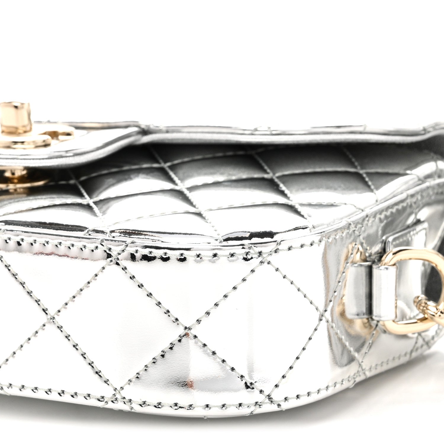 Chanel Mirror Calfskin Metallic Calfskin Quilted Hollywood Boulevard Mini Flap With Star Coin Purse Silver 10 of 11