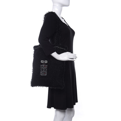 Chanel Tweed Resin Strass Large Robot Shopping Bag Black 2 of 9