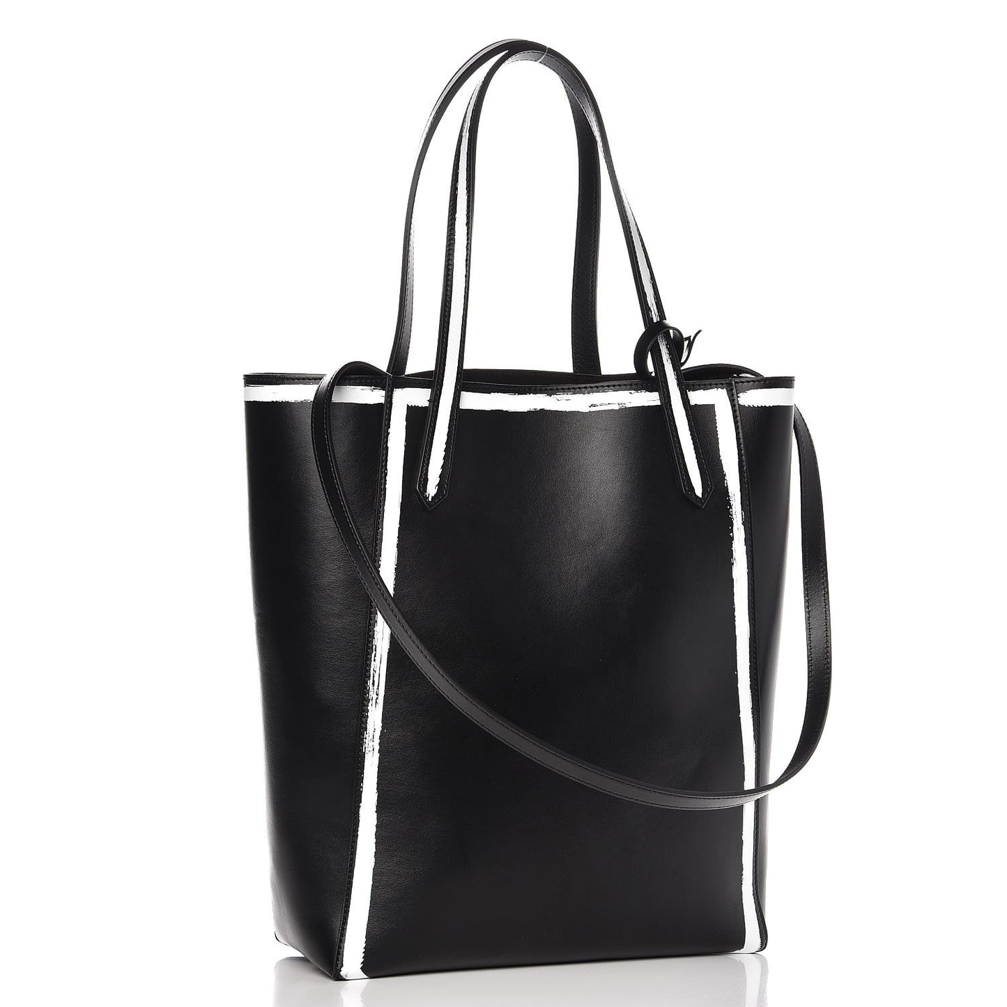 Calfskin Logo Print Medium Stargate Shopper Tote Black