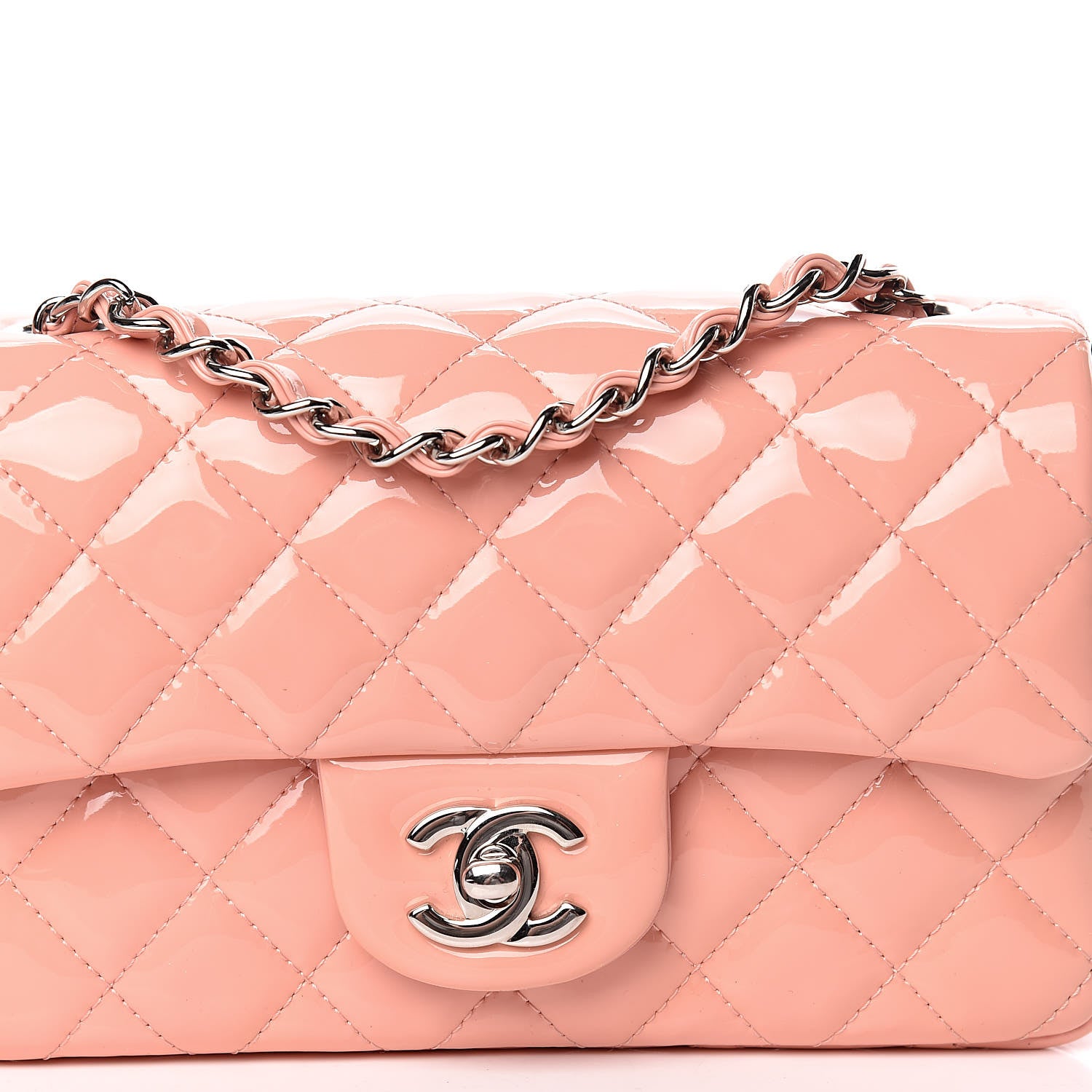 Chanel Patent Calfskin Quilted Mini Rectangular Flap Light Pink 12 of 15