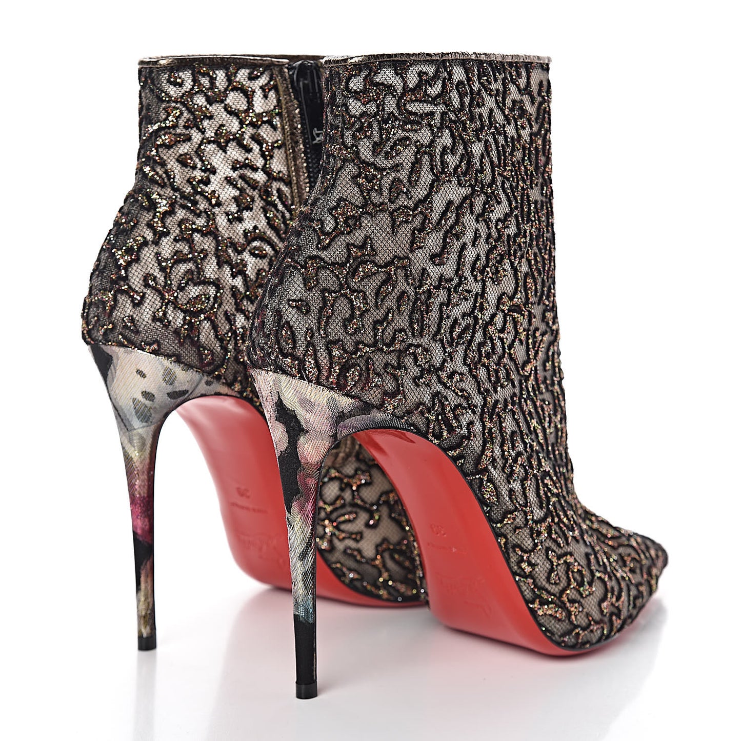 Mesh Glitter Nancy Bootie 100 Ankle Boots 39 Black