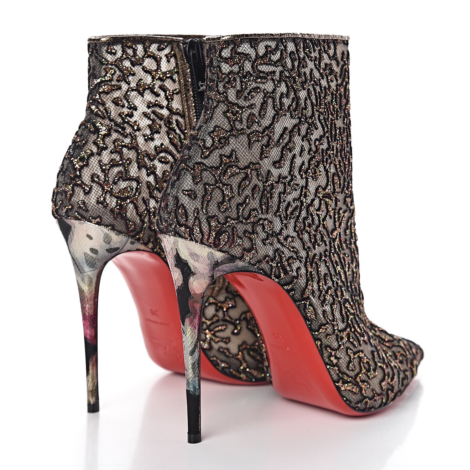 Christian Louboutin Mesh Glitter Nancy Bootie 100 Ankle Boots 39 Black 4 of 8