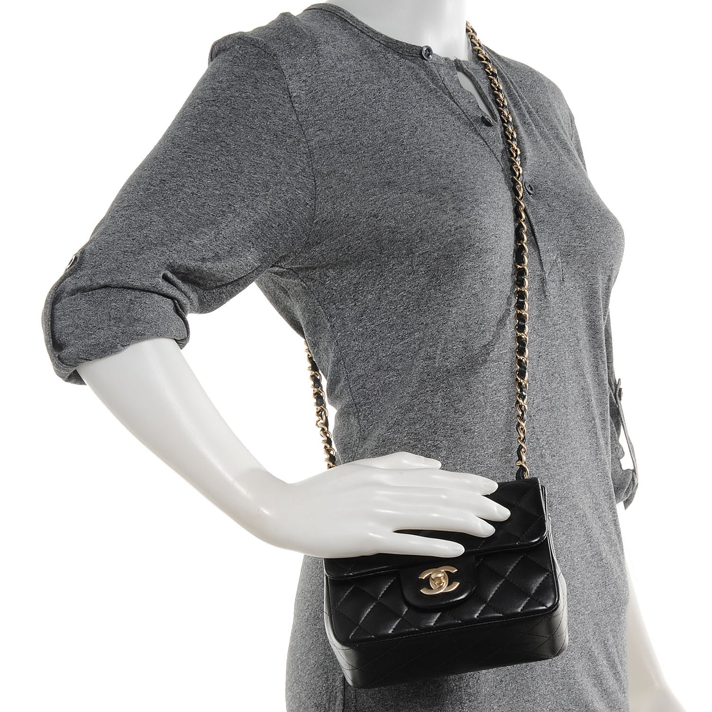 Lambskin Mini Square Flap Black