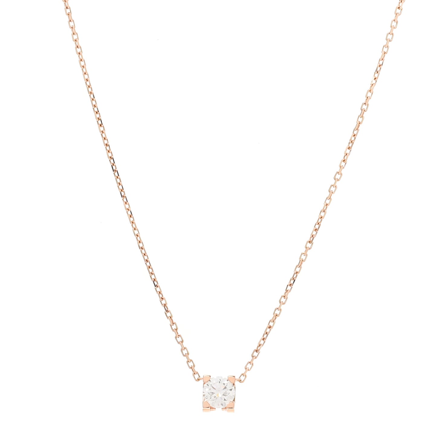 18K Pink Gold Diamond .33ct C De Cartier Pendant Necklace