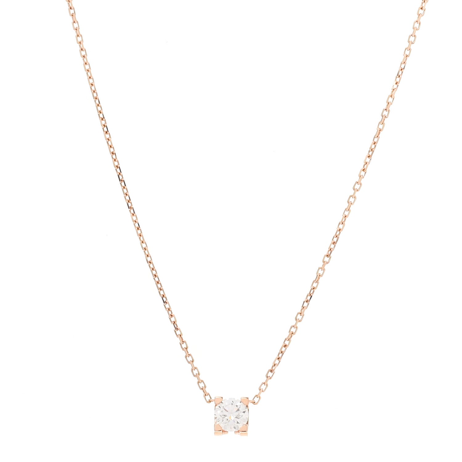 Cartier 18K Pink Gold Diamond .33ct C De Cartier Pendant Necklace 1 of 6