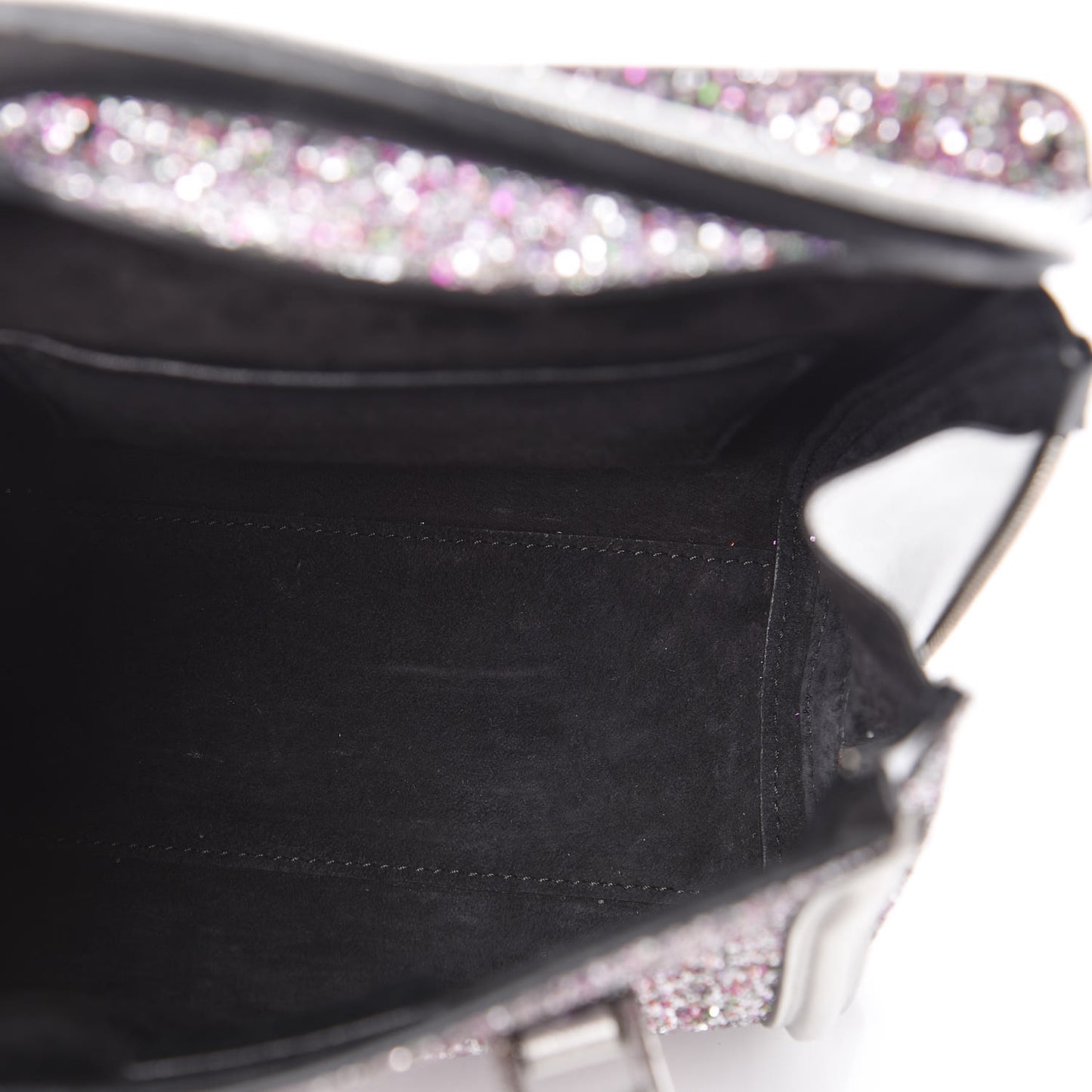 Metallic Calfskin Glitter Mini Heroine Shoulder Bag Grey Multicolor