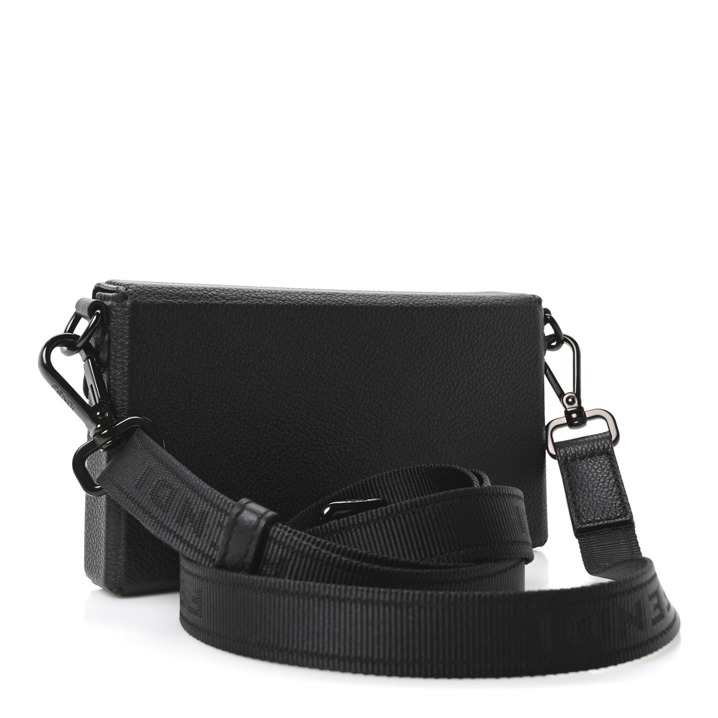 Vitello Cher Baguette Soft Trunk Phone Pouch Black