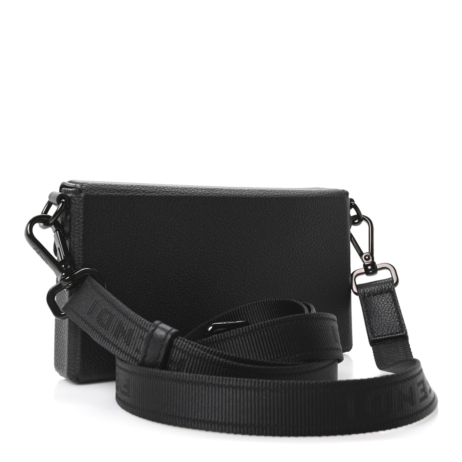 Fendi Vitello Cher Baguette Soft Trunk Phone Pouch Black 3 of 10