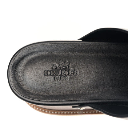 Hermes Calfskin Ellipse Sandals 40 Black 7 of 9