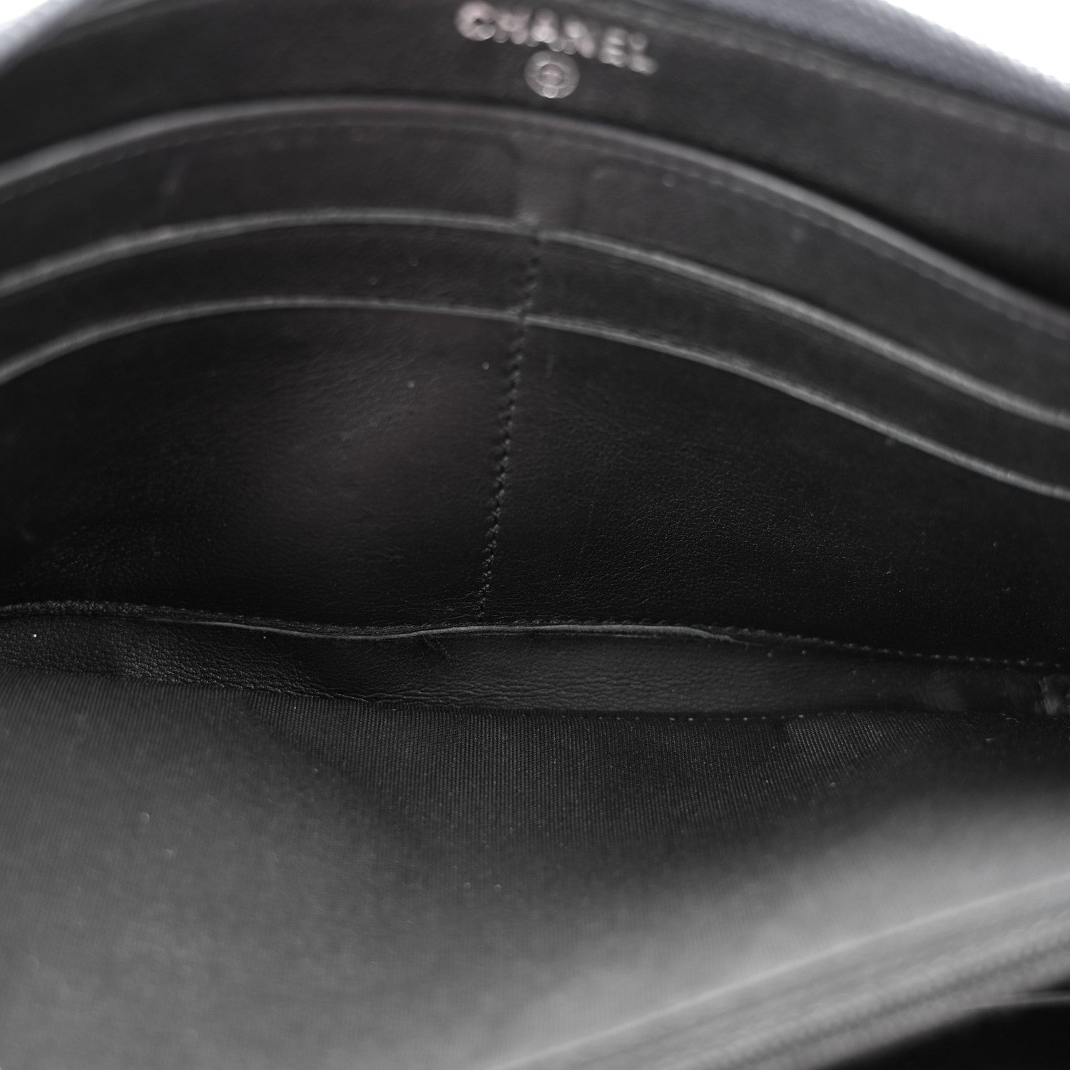 Chanel Calfskin Large Bi-Color Zip Around Boy Wallet Black Navy 5 of 11