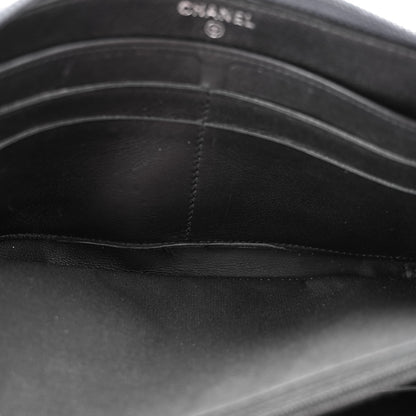 Chanel Calfskin Large Bi-Color Zip Around Boy Wallet Black Navy 5 of 11