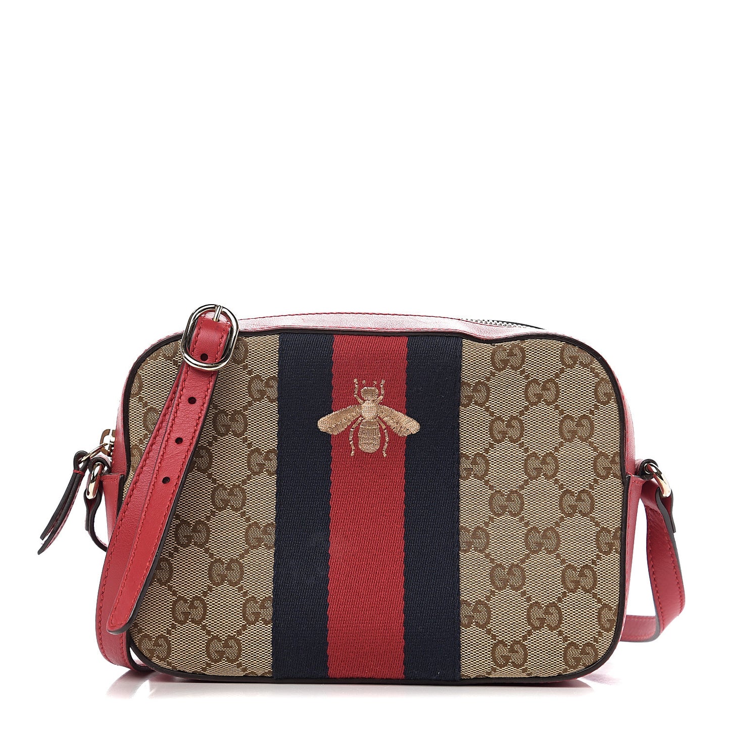 Monogram GG Supreme Web Small Webby Bee Shoulder Red