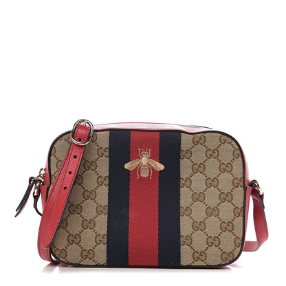 Gucci Monogram GG Supreme Web Small Webby Bee Shoulder Red 1 of 13