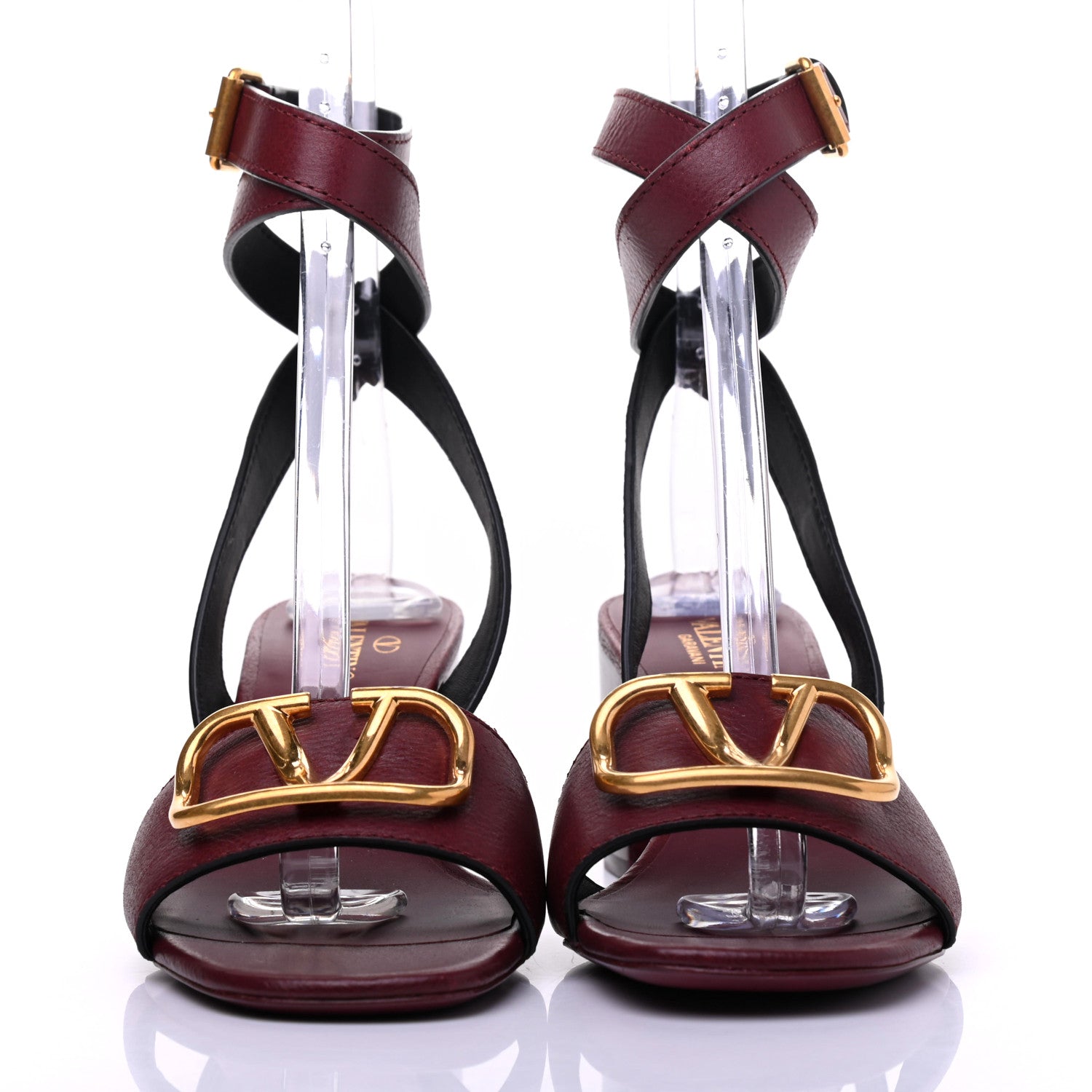 Valentino Garavani Grainy Cowhide VLogo 60mm Sandals 39.5 Rubin 2 of 13