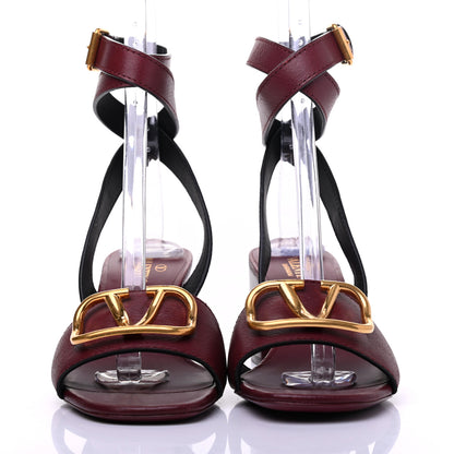 Valentino Garavani Grainy Cowhide VLogo 60mm Sandals 39.5 Rubin 2 of 13