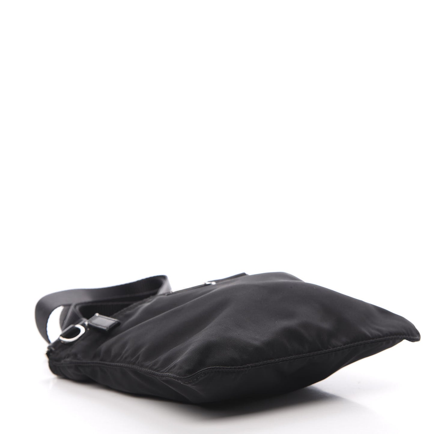 Nylon Flat Messenger Bag Black