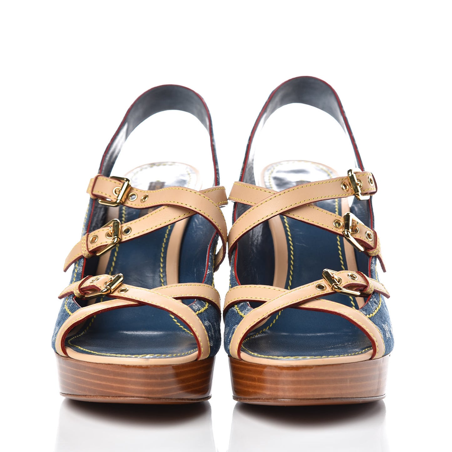 Denim Monogram Alyssa Wedges 41 Blue