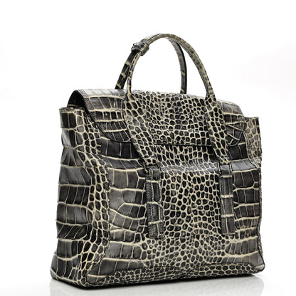 3.1 Phillip Lim 3.1 Calfskin Crocodile Embossed Large Pashli Satchel Antique Grey 3 of 7