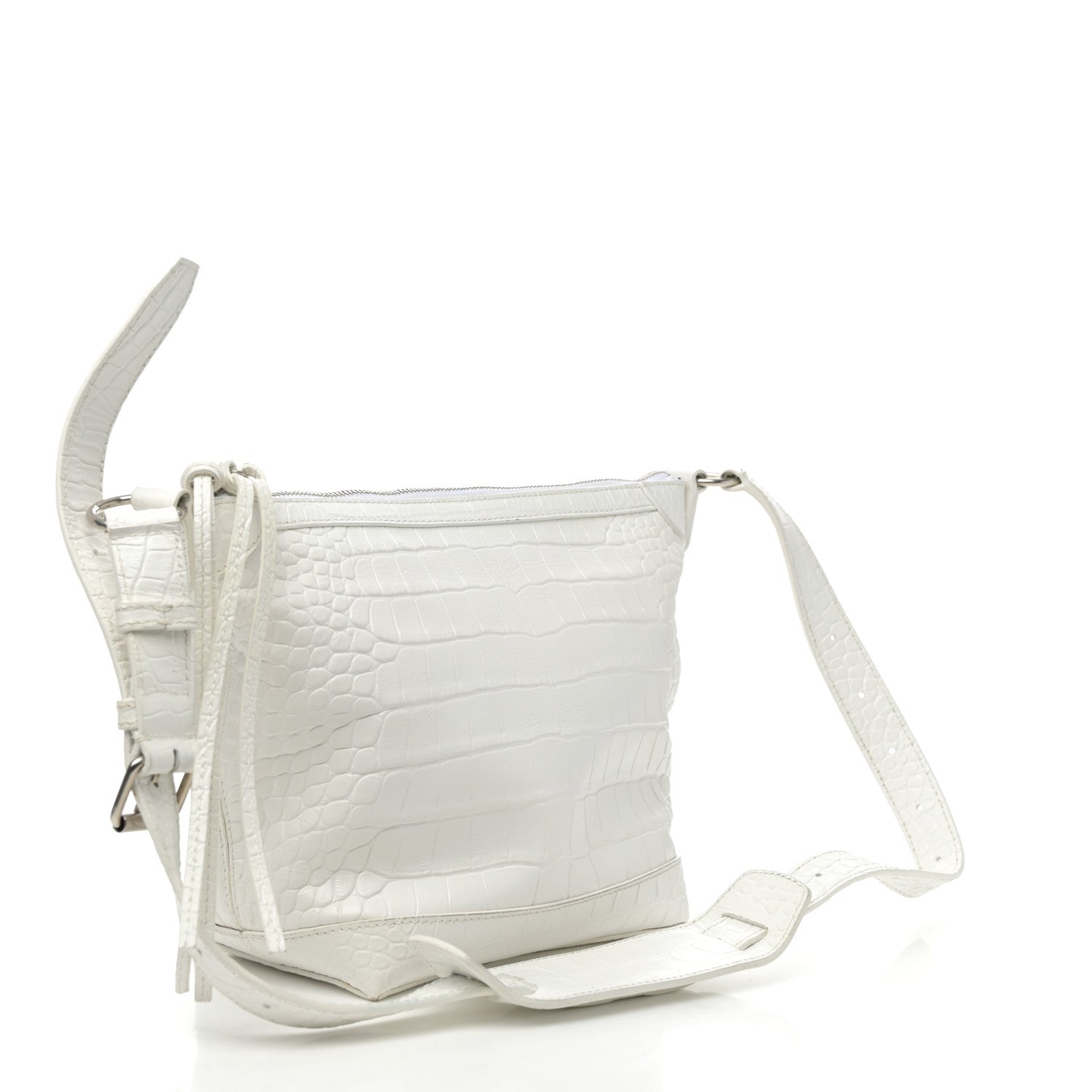 Balenciaga Extra Supple Calfskin Crocodile Embossed Neo Classic Hardware Hobo XS White 3 of 10