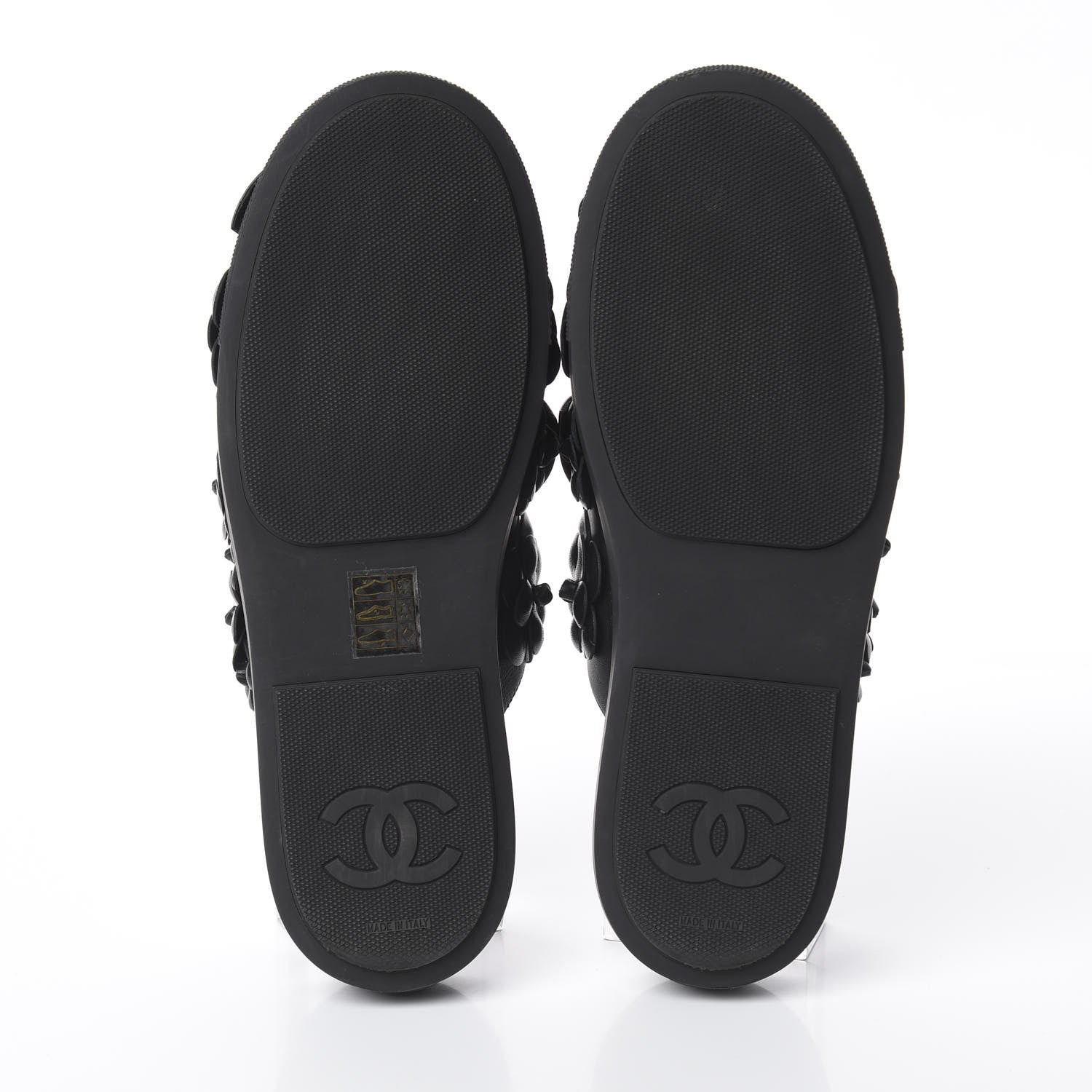 Chanel Calfskin Camellia Slip On Sneakers 39 Black 7 of 7