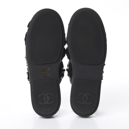 Chanel Calfskin Camellia Slip On Sneakers 39 Black 7 of 7
