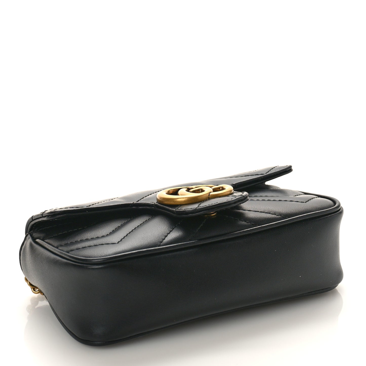 Calfskin Matelasse Super Mini GG Marmont Shoulder Bag Black