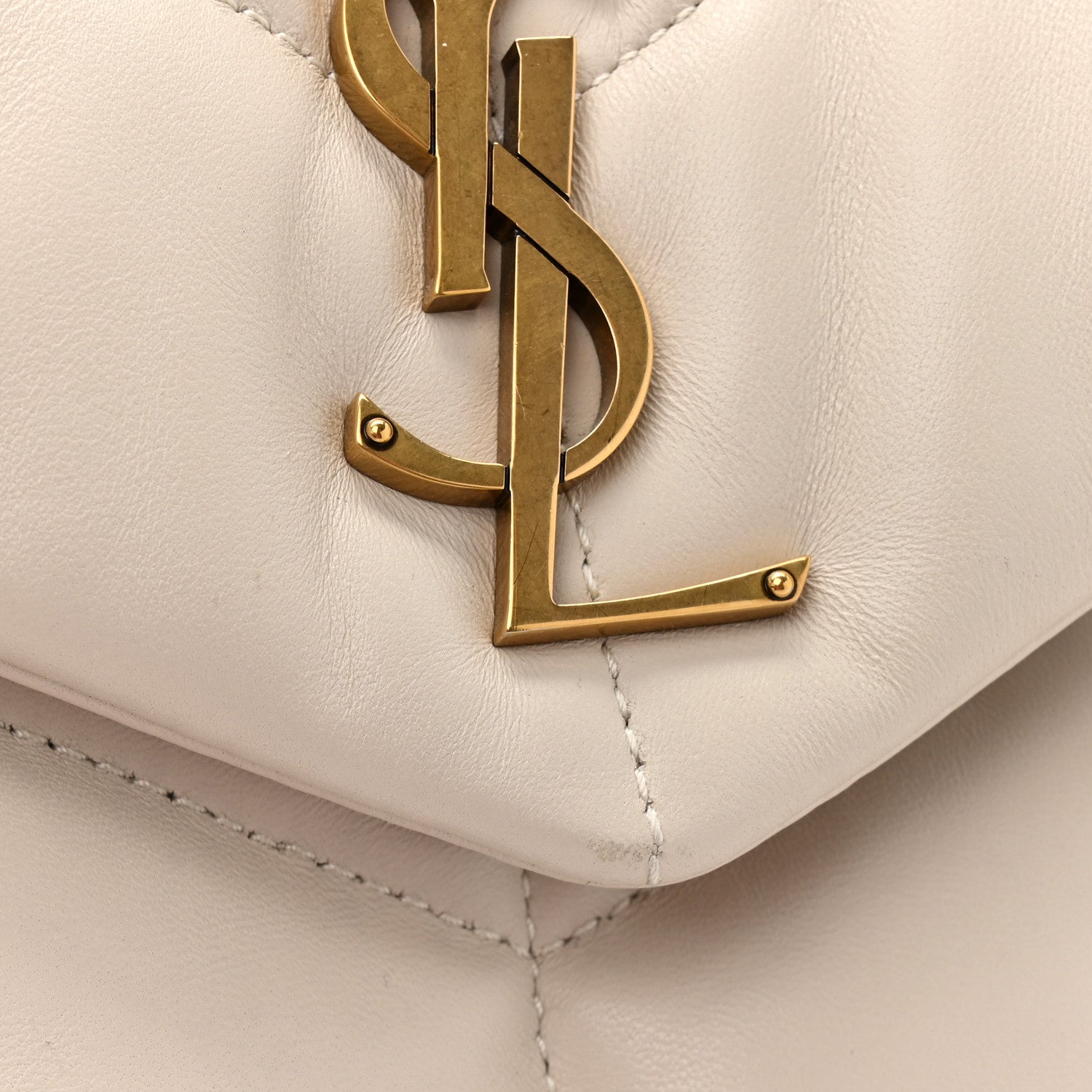 Saint Laurent Lambskin Quilted Small Loulou Puffer Monogram Chain Satchel Crema Soft 13 of 13