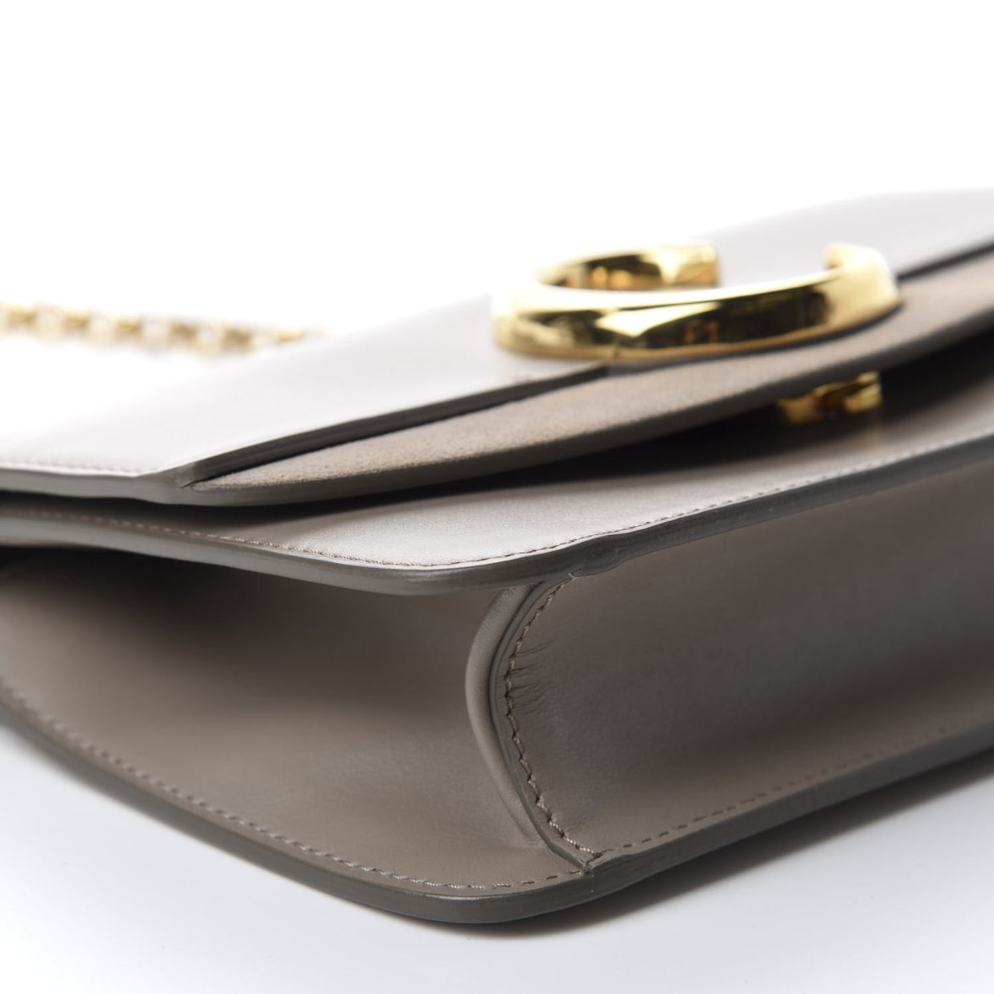Calfskin Suede C Clutch With Chain Motty Grey
