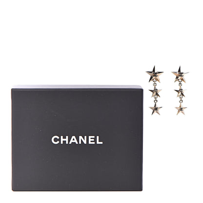 Chanel Metal CC Triple Star Drop Earrings Gold 5 of 5