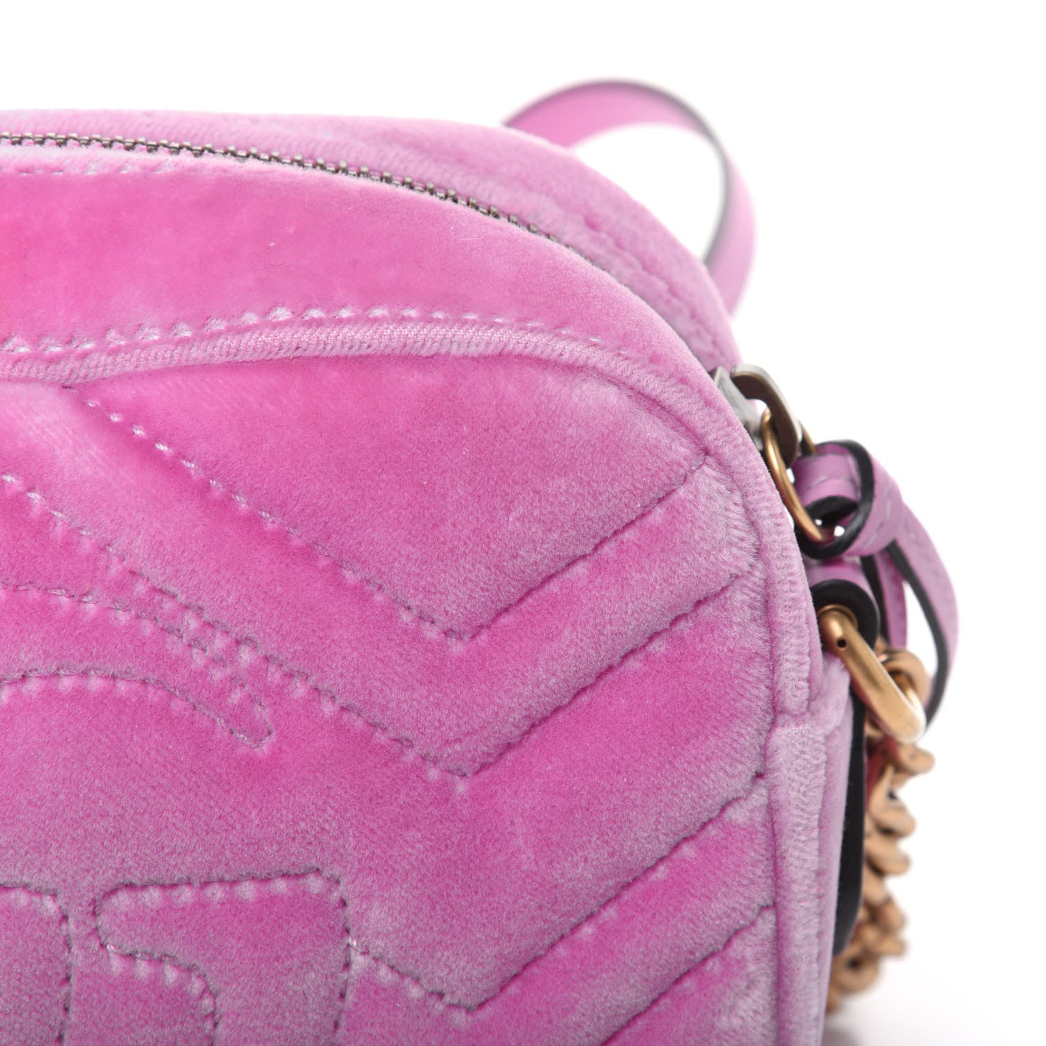 Gucci Velvet Matelasse Marquise Crystals Mini GG Marmont Chain Shoulder Bag Malva 12 of 14