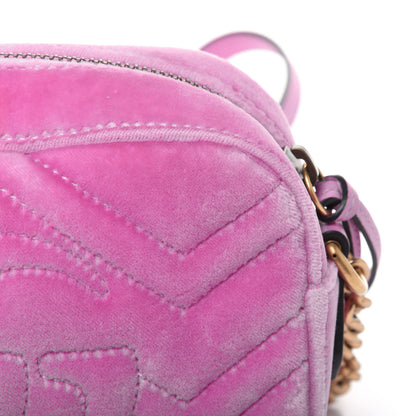 Gucci Velvet Matelasse Marquise Crystals Mini GG Marmont Chain Shoulder Bag Malva 12 of 14