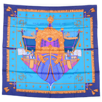 Hermes Silk Vue Du Carrosse De La Galere La Reale Scarf 90 Bleu Nuit Cobalt Violet 2 of 6