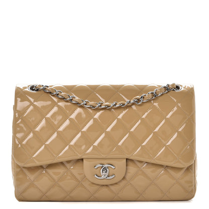 Chanel Patent Quilted Jumbo Double Flap Beige 1 of 10