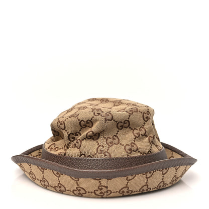 Gucci Monogram Textured Dollar Calfskin GG Jago Bucket Hat M Cacao Beige 5 of 8