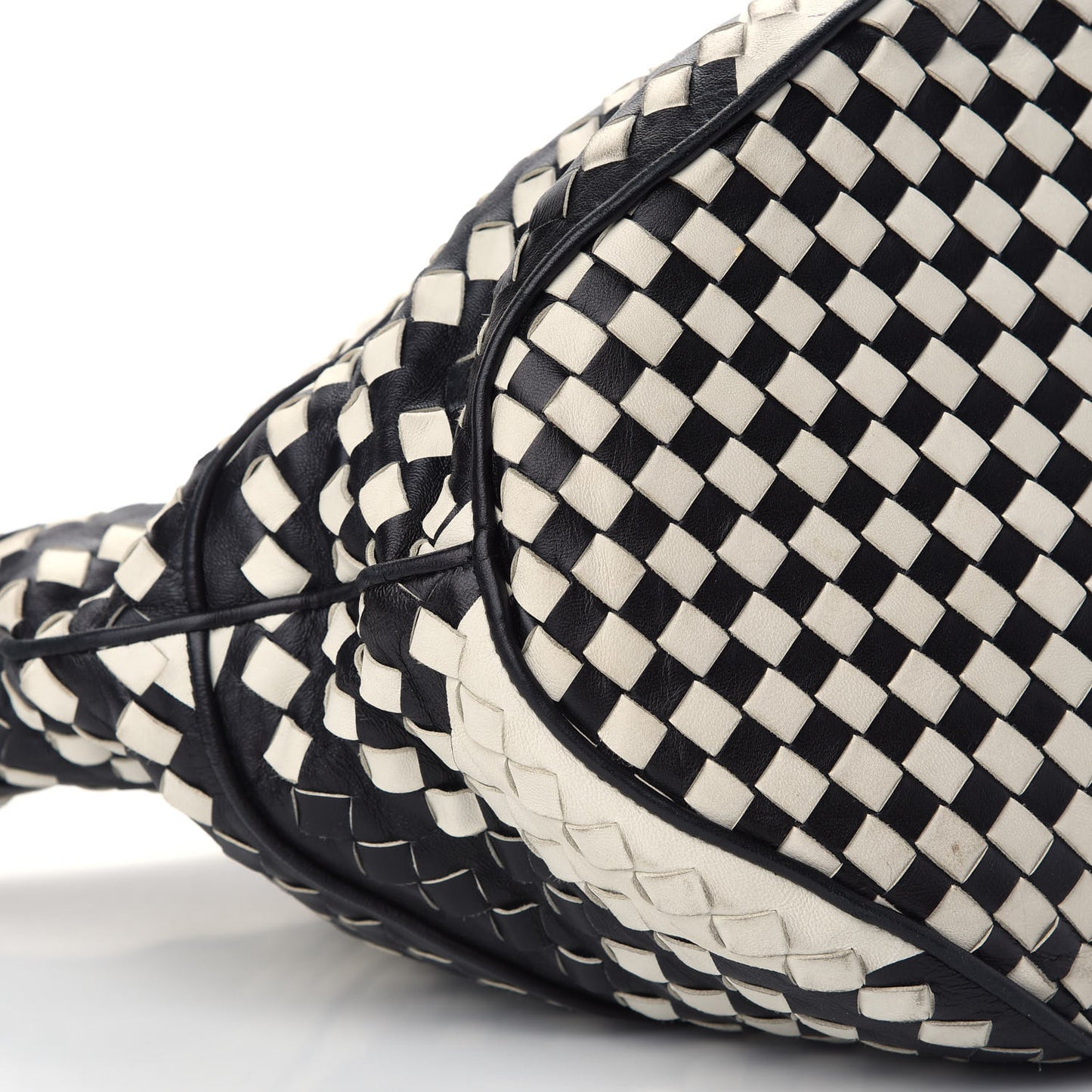 Nappa Intrecciato Shopper Tote Black White