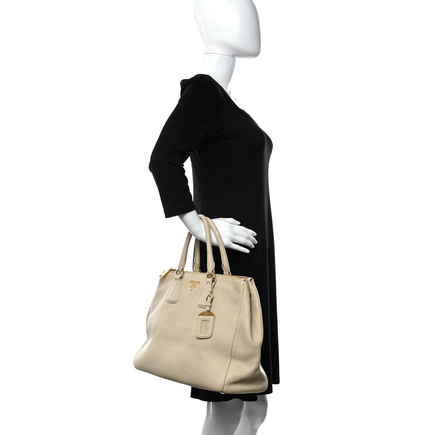 Vitello Daino Large Double Zip Tote Sabbia