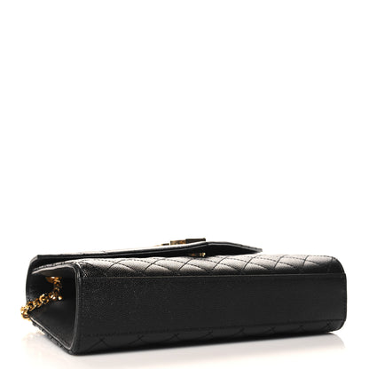 Saint Laurent Grain De Poudre Textured Mixed Matelasse Triquilt Medium Monogram Satchel Black 4 of 10
